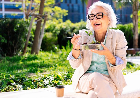 Lady enjoys salad